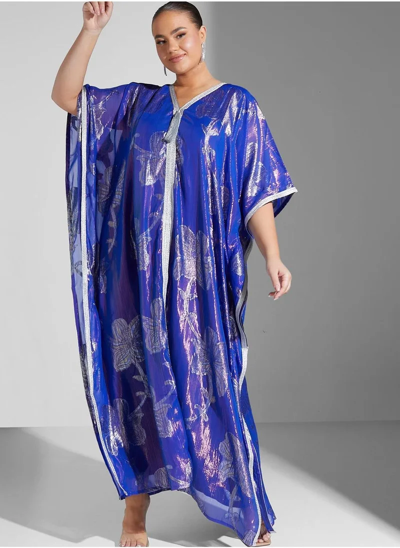 Maison Arabelle Curve Printed Color Block Jalabiya