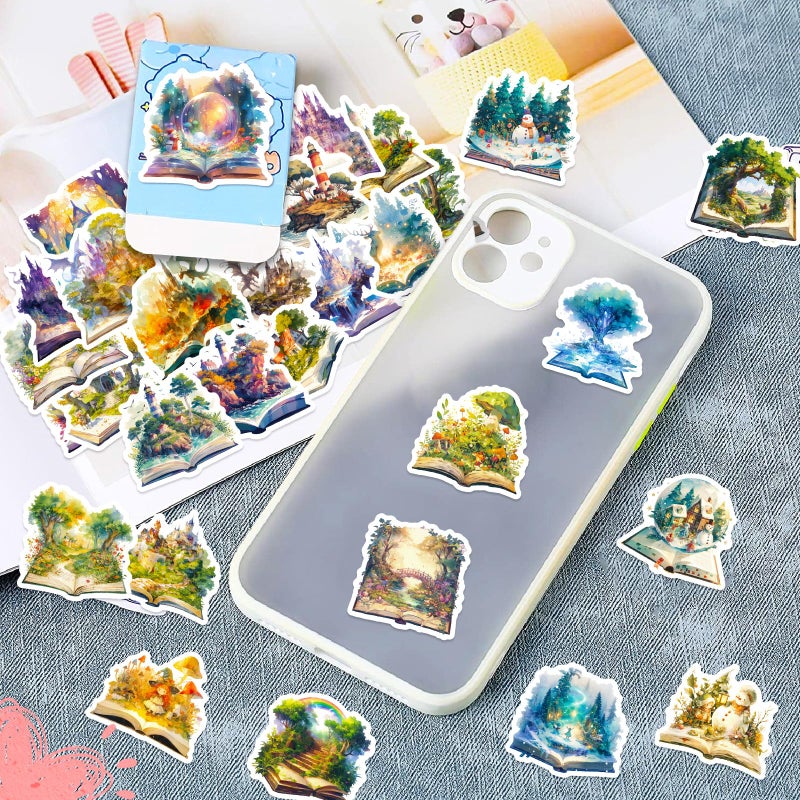 PIGBIT 50-Piece Fantasy Magic Book Stickers â€“ Waterproof Vinyl Enchanted Storybook with Castles, Dragons, Forests, Fairies Stickers for Scrapbooks, Laptops, Journals - Image 3