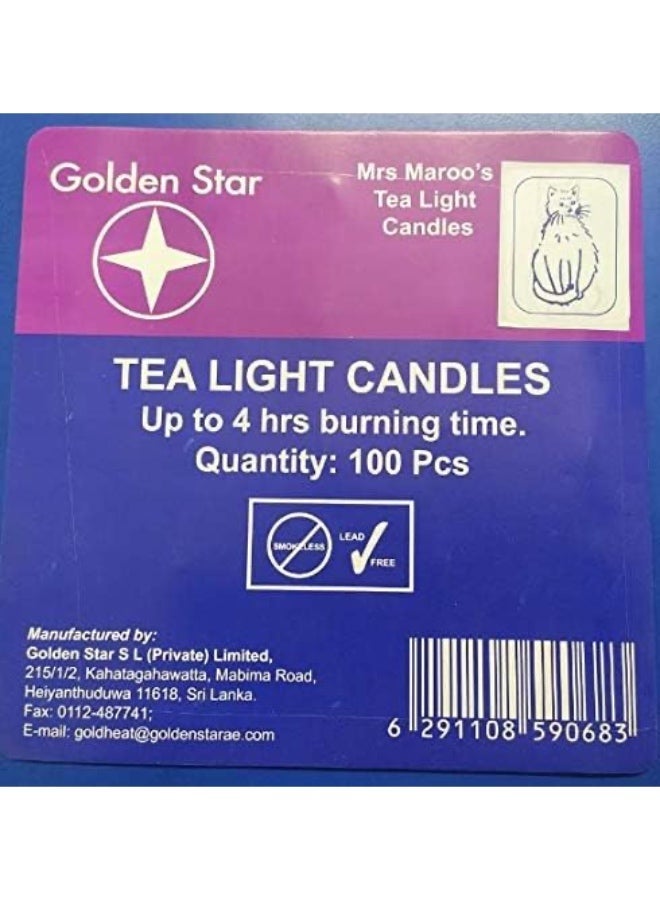 جولدن ستار غولدن ستار - مسز ماروز- شموع صغيرة للفنادق والمطاعم، مدة الاشتعال ٤ ساعات تقريبًا - ١٠٠ قطعة - Image 1