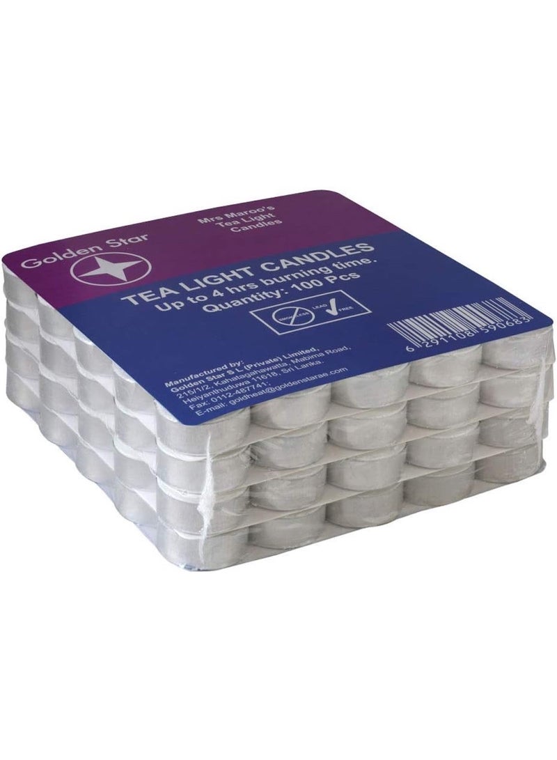 جولدن ستار غولدن ستار - مسز ماروز- شموع صغيرة للفنادق والمطاعم، مدة الاشتعال ٤ ساعات تقريبًا - ١٠٠ قطعة - Image 4
