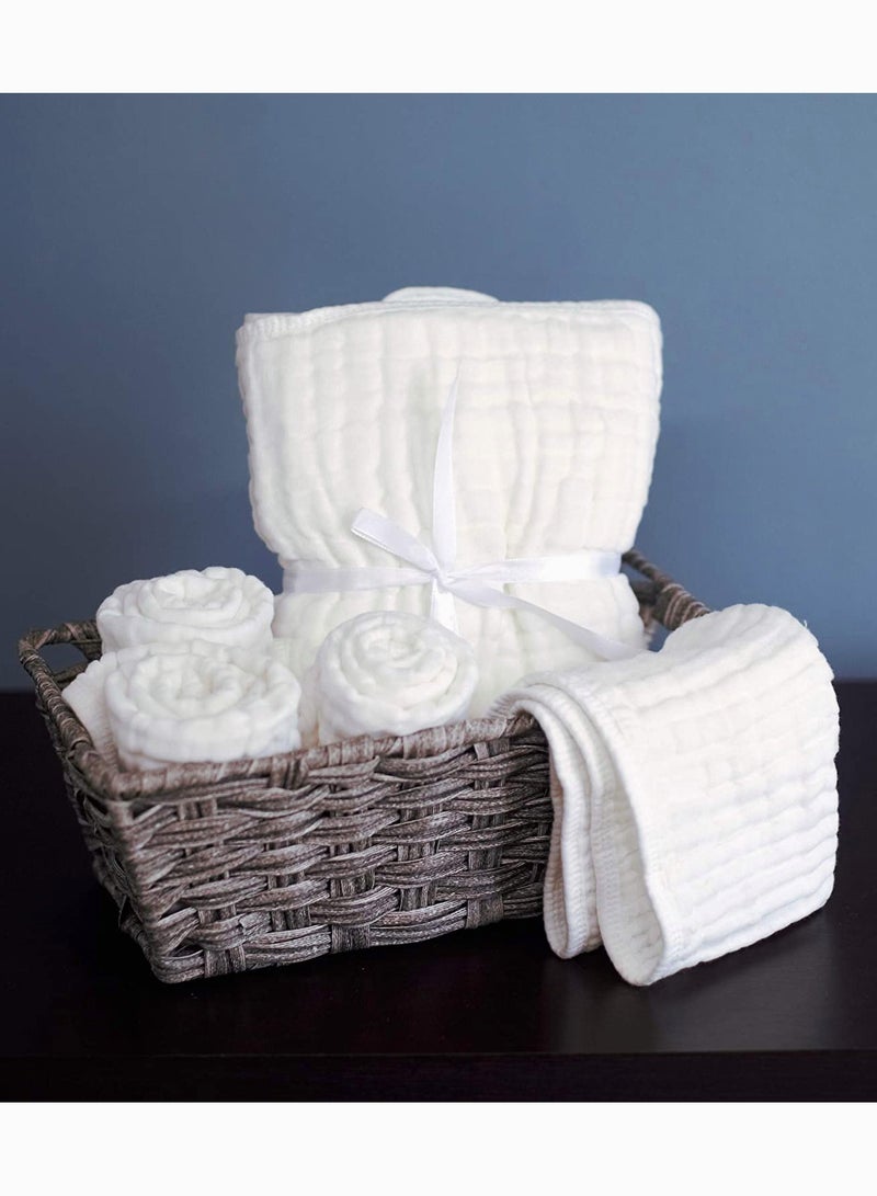 Muslin Burp Cloths 6 Pack Large 100% Cotton Hand Washcloths 6 Layers Extra Absorbent and Soft, Natural Muslin Baby Wipes, Soft Baby Towels - Image 2