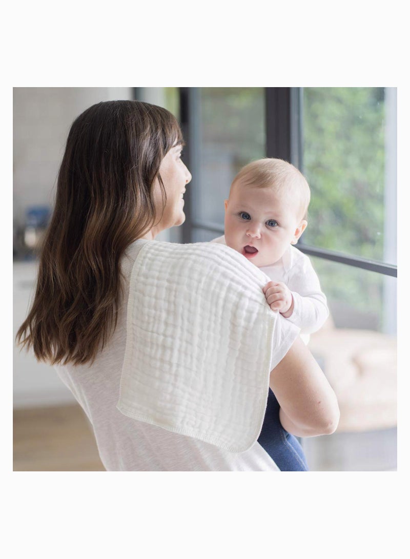 Muslin Burp Cloths 6 Pack Large 100% Cotton Hand Washcloths 6 Layers Extra Absorbent and Soft, Natural Muslin Baby Wipes, Soft Baby Towels - Image 4