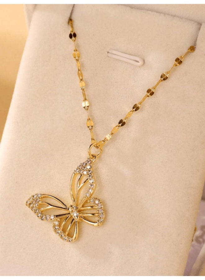 أم أتش دي 1 قطعة أوروبا وأمريكا نمط الحلو الأزياء بسيطة فراشة قلادة الفولاذ المقاوم للصدأ قلادة مناسبة للفتيات الأطفال الأسرة الأصدقاء لصيف شاطئ حزب عطلة العودة إلى المدرسة التبعي هدية للديكور اليومي غرامة مجوهرات - Image 3