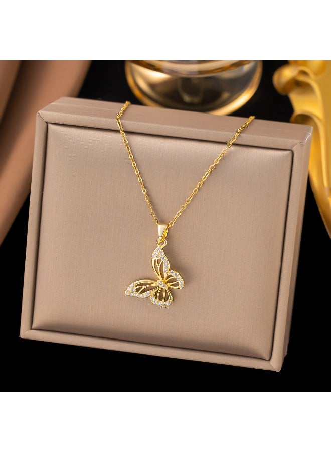 أم أتش دي 1 قطعة أوروبا وأمريكا نمط الحلو الأزياء بسيطة فراشة قلادة الفولاذ المقاوم للصدأ قلادة مناسبة للفتيات الأطفال الأسرة الأصدقاء لصيف شاطئ حزب عطلة العودة إلى المدرسة التبعي هدية للديكور اليومي غرامة مجوهرات - Image 1