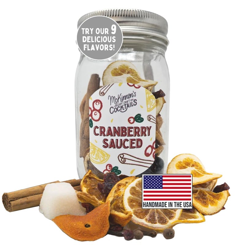 McKinnon’s Dry Craft Cocktails Dehydrated Fruits and Herbs, DIY Mixology, Infusion Kit, Mason Jar Serves 8 - 16 Drinks (Cranberry Sauced, 1 Jar) - Image 1