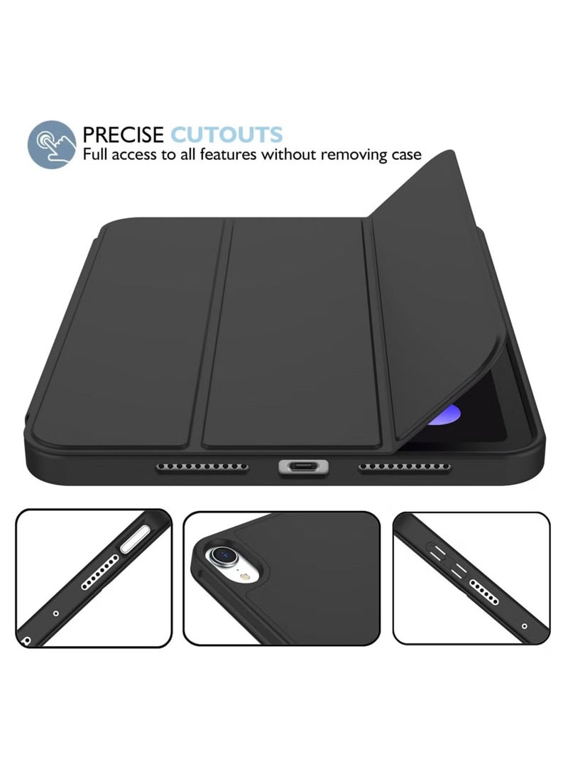 ELTRAZONE iPad Mini 7 Case 2024 – A17 Pro 8.3-Inch 7th Generation Case with Pencil Holder, Trifold Stand, and Soft TPU Back, Black - Image 4