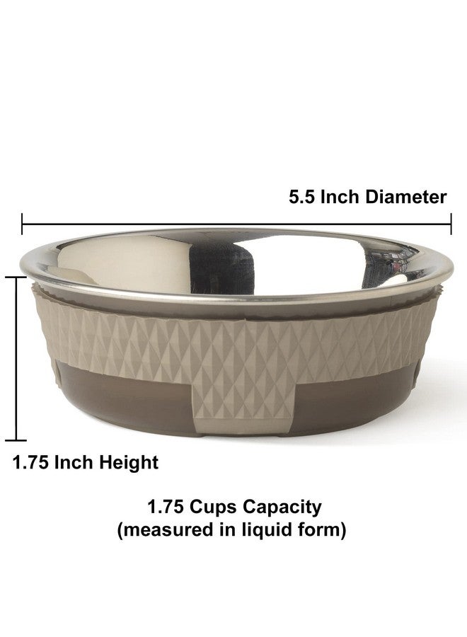 PetRageous 16015 Kona Stainless Steel Non-Slip Dishwasher-Safe Dog Bowl 1.75-Cup 5.5-Inch Diameter 1.75-Inch Tall for Small and Medium Dogs and Cats, Brown - Image 2