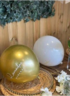 ThePartyPopper 12 Pcs White Gold Ramadan Mubarak Balloons Set Eid Mubarak Party Decor Gold Confetti Balloon  - Image 4