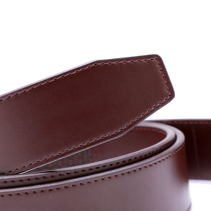 KissTies Genuine Solid Leather Ratchet Belt Brown Strap With Silver Buckle - Image 4