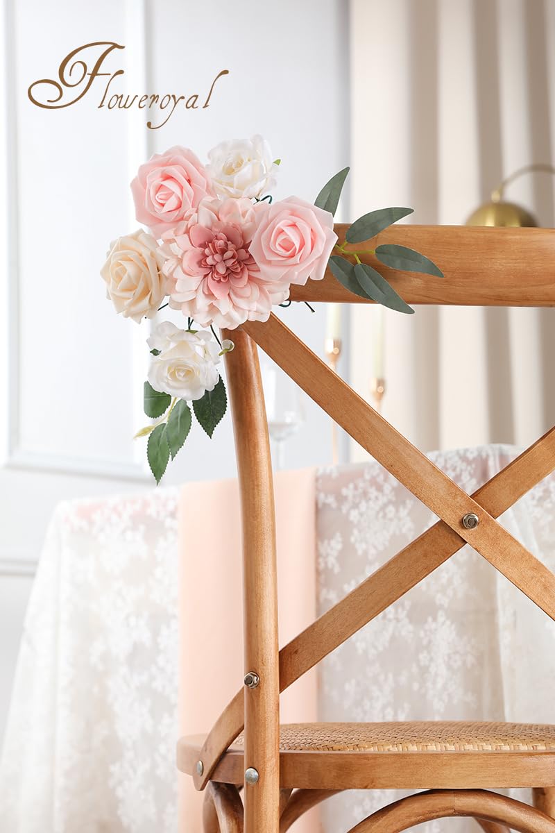 Floweroyal Artificial Pink Flowers Fake Rose Flowers Dahlia with Stems for DIY Wedding Bridal Bouquets, Baby Shower, Floral Arrangement, Table Centerpieces, Home Decorations. - Image 5