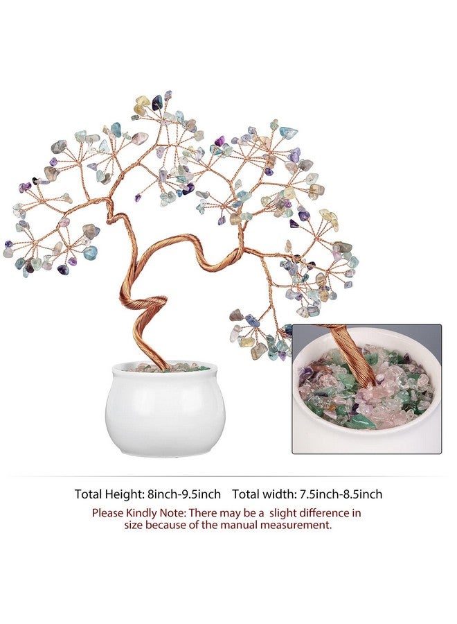 mookaitedecor Fluorite Crystal Money Tree with Ceramic Base Bonsai Feng Shui Tree Ornament for Office Home Decor, 8-9.5 Inch - Image 2