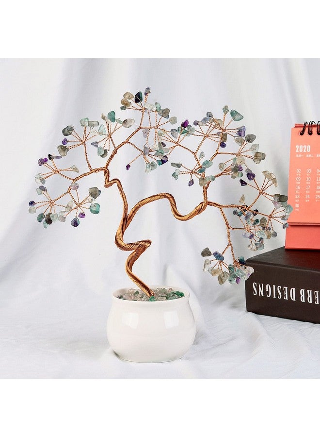 mookaitedecor Fluorite Crystal Money Tree with Ceramic Base Bonsai Feng Shui Tree Ornament for Office Home Decor, 8-9.5 Inch - Image 3
