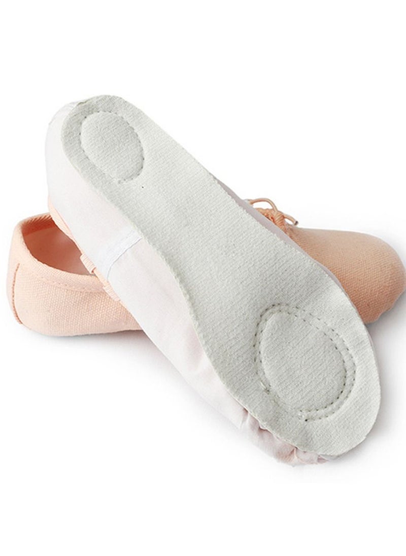Loquat Dancing Shoes Soft Bottom Practice Ballet with Cloth Head Shoes for Girls Beige Color  - Image 3