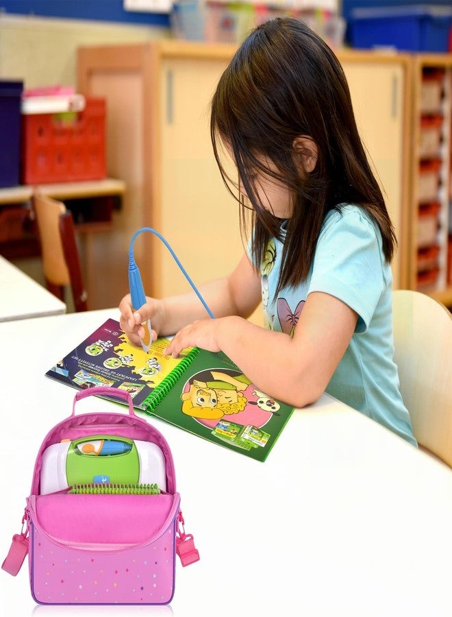 حقيبة محمولة متوافقة مع نظام LeapFrog LeapStart 3D التفاعلي للتعلم، وجهاز LeapTop Touch ثنائي الاستخدام من LeapFrog Scout وViolet، وكتاب 100 كلمة، ومساحة تخزين لـ 5-6 كتب (الحقيبة فقط) - لون وردي - Image 2