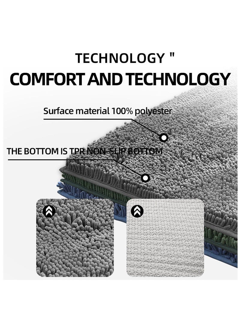 jisimu Chenille Non-Slip Bathroom Mats - Thick High-Density Absorbent Bath Carpet with Anti-Slip Floor Mats  - Image 5