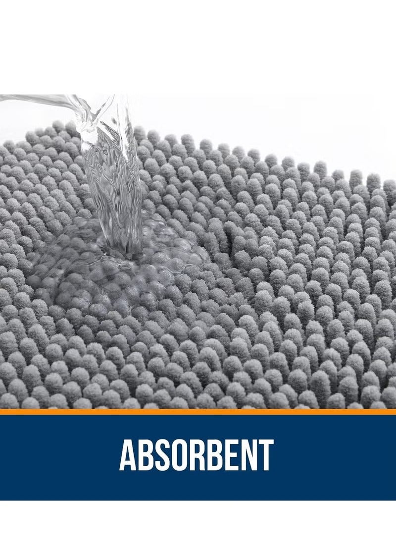 jisimu Chenille Non-Slip Bathroom Mats - Thick High-Density Absorbent Bath Carpet with Anti-Slip Floor Mats  - Image 4