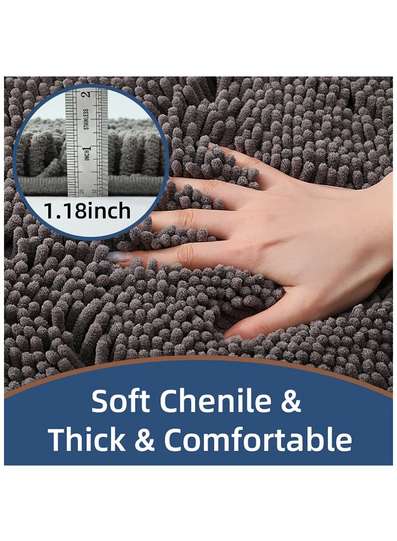 jisimu Chenille Non-Slip Bathroom Mats - Thick High-Density Absorbent Bath Carpet with Anti-Slip Floor Mats  - Image 2