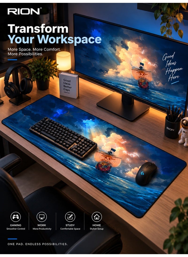 RION Anime Landscape Extended Mouse Pad – Keyboard Desk Mat, Thickened Design, Smooth Surface & Non-Slip Base - Image 2