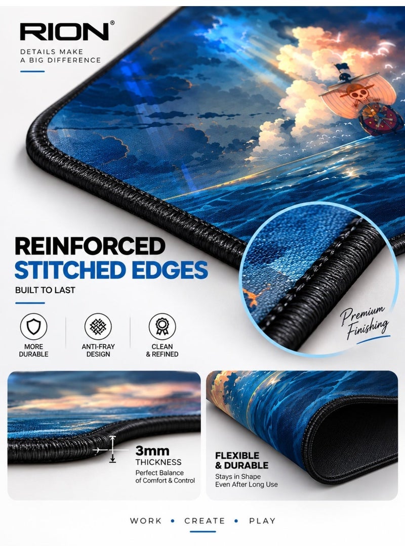 RION Anime Landscape Extended Mouse Pad – Keyboard Desk Mat, Thickened Design, Smooth Surface & Non-Slip Base - Image 5
