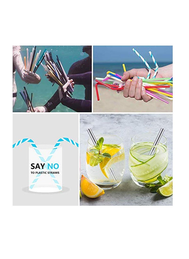 Generic - 2 Pack Reusable Telescopic Straw, Stainless Steel Collapsible Drinking Straw, Portable Metal Straw Kit with Cleaning Brush & Carabiner - Image 1