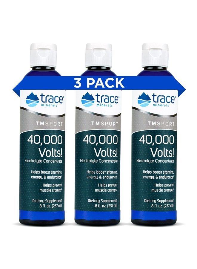 Trace Minerals 40,000 فولت قطرات تركيز الكتروليت السائل | دعم الترطيب | دعم تشنجات الساق والعضلات | معادن أثرية أيونية، مغنيسيوم، بوتاسيوم | زجاجة تحتوي على 48 حصة (عبوة من 3)  - Image 1