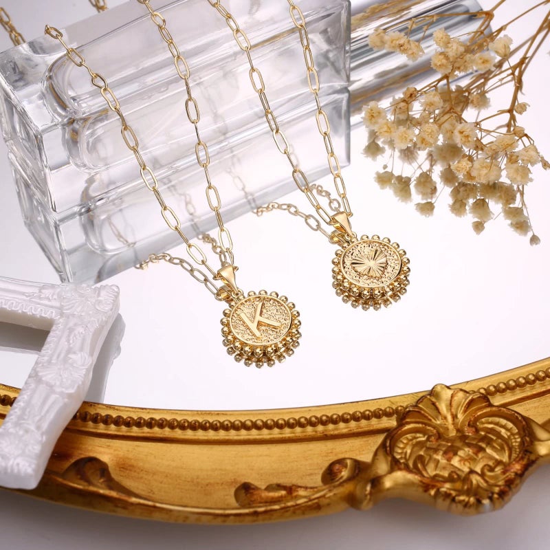 Yoosteel Gold Necklaces for Women , 14K Plated Layering Necklace Paperclip Link Choker Chain Personalized Layered Women Disc Initial Pendant A - Image 5