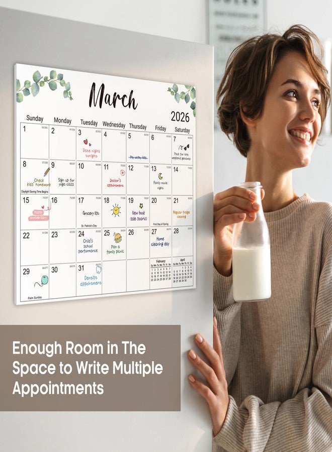 Taja Aesthetic 2025-2027 Magnetic Calendar for Refrigerator, 21-Month Fridge Calendar Magnet from October 2025 to June 2027, Greenery Design for Easy Organizing - Image 3