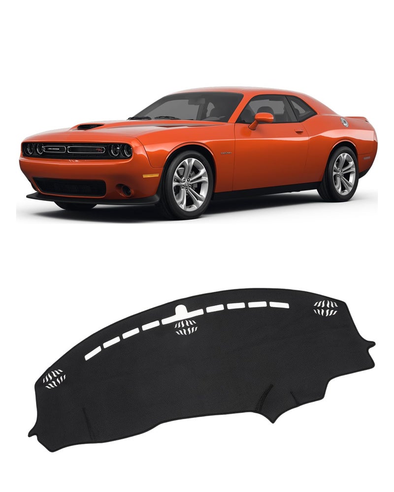 FIILINES Dash Cover for Dodge Challenger 20152024 Dashboard Mat Cover Challenger Accessories Sunshade Nonslip Mesh Protector No Glare Black