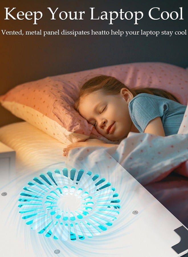 DUNISO Adjustable Laptop Stand with 360° Rotating Cooling Fan, Aluminium Alloy Multi-Angle Computer Holder for Desk, Portable Notebook Metal Mount Compatible with All Laptops 10"-17" - Image 5