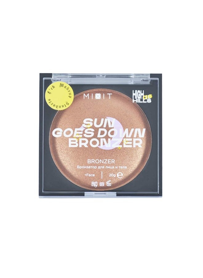 OBLHER B - OBLHER B Sun Goes Down Bronzer Lightweight Bronzer Powder Shimmer Bronzing Powder Retouching Facial Contours Bronzer Fine, Lightweight Bronzer Powder Makeup Waterproof and Sweatproof 2.7oz E9503-02 - Image 1