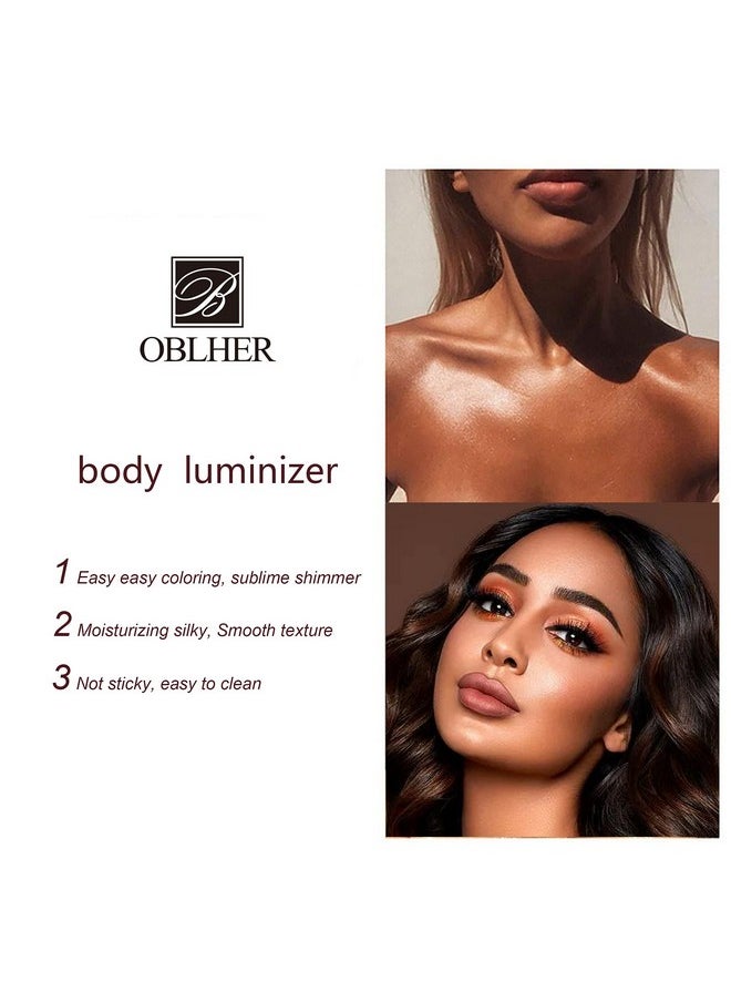 OBLHER B - OBLHER B Sun Goes Down Bronzer Lightweight Bronzer Powder Shimmer Bronzing Powder Retouching Facial Contours Bronzer Fine, Lightweight Bronzer Powder Makeup Waterproof and Sweatproof 2.7oz E9503-02 - Image 1