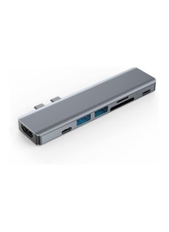 Generic Type-C 7-Port Expansion Hub with Aluminum Alloy Shell, 2x Type-C, USB 3.0, USB 2.0, SD & TF Card Slots – Compact and Efficient  - Image 1