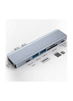 Generic Type-C 7-Port Expansion Hub with Aluminum Alloy Shell, 2x Type-C, USB 3.0, USB 2.0, SD & TF Card Slots – Compact and Efficient  - Image 2