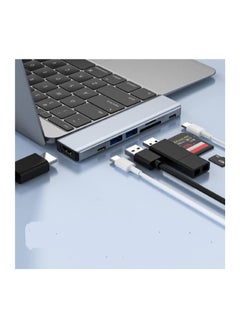 Generic Type-C 7-Port Expansion Hub with Aluminum Alloy Shell, 2x Type-C, USB 3.0, USB 2.0, SD & TF Card Slots – Compact and Efficient  - Image 4
