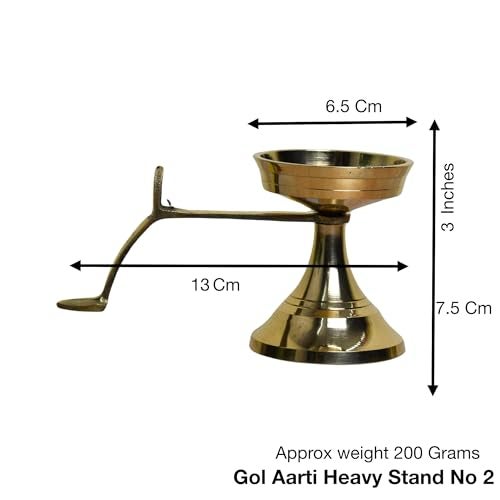 NEETU ARTS Pure Brass GOL Aarti Stand | Heavy Pooja Deepak Holder for Home Temple & Rituals | Traditional Spiritual Decor | 3 Inches, 200gm - Image 2