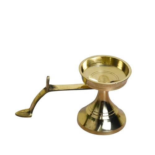NEETU ARTS Pure Brass GOL Aarti Stand | Heavy Pooja Deepak Holder for Home Temple & Rituals | Traditional Spiritual Decor | 3 Inches, 200gm - Image 5