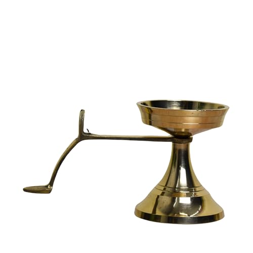 NEETU ARTS Pure Brass GOL Aarti Stand | Heavy Pooja Deepak Holder for Home Temple & Rituals | Traditional Spiritual Decor | 3 Inches, 200gm - Image 4