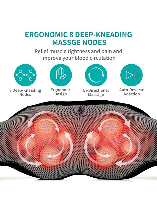 Arabest Neck Back Massager, Shoulder Massager with Heat, Deep Tissue 3D Kneading Pressure Shiatsu Electric Massage for Muscle Pain for Office Chair Car & Home Use (Black) - Image 2