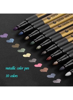 erorex Premium Paint Marker Pens Acrylic Paint Pens Set 10 Colors Metallic Markers Pen For Rock Painting Diy Card Pebble Art Scrapbooking Fabric Metal Ceramics Wine Glass  - Image 1
