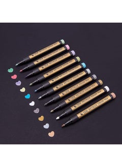 erorex Premium Paint Marker Pens Acrylic Paint Pens Set 10 Colors Metallic Markers Pen For Rock Painting Diy Card Pebble Art Scrapbooking Fabric Metal Ceramics Wine Glass  - Image 3