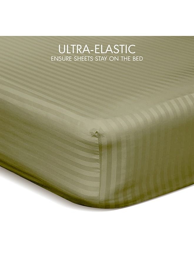 Hotel Linen Klub - Down Alternative Comforter  Set -Ultra Soft Brushed Stripe Microfiber Fabric, 200GSM Soft Fibersheet Filling, Size : King  240 x 260cm , Color: Olive - Image 1
