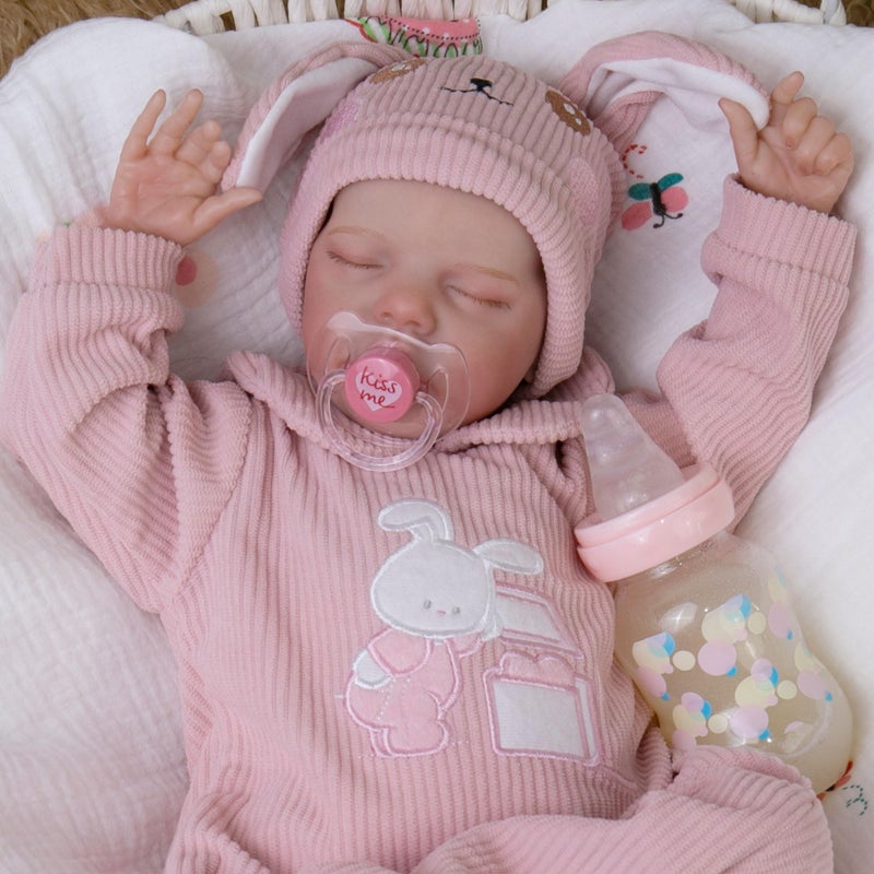 Milidool Lifelike Reborn Baby Dolls 18Inch Realistic Poseable Newborn Baby Girl DollsSoft Cloth Body Real Life Baby Doll with Gift Box for Kids Age 3 - Image 3