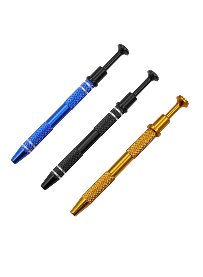 AROAQ Electronic Component Grabber, Stainless Steel Piercing Ball Grabber Tool, Non Slip Design Screw Picker Pick Up Pen, Small Chip Grabber For Tiny Objects IC Chips, (3pcs, Golden, Black, Blue)  - Image 1