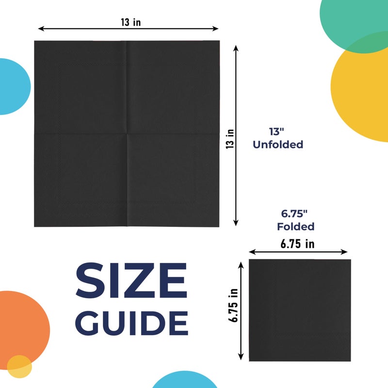 Exquisite 100 Pack Black Paper Napkins Disposable  2 Ply Party Napkins  Black Disposable Napkins  Fun Napkins Everyday - Black Napkins Great As Luncheon Napkins Or Dinner Napkins Paper Exquisite  95402.2  - Image 2