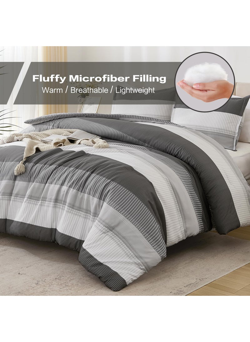 Litanika Litanika King Comforter Set Dark Grey - 3 Pieces Lightweight Fluffy Bedding Comforter Sets  All Season Down Alternative Comforter (1 Comforter  2 Pillowcases)  - Image 5