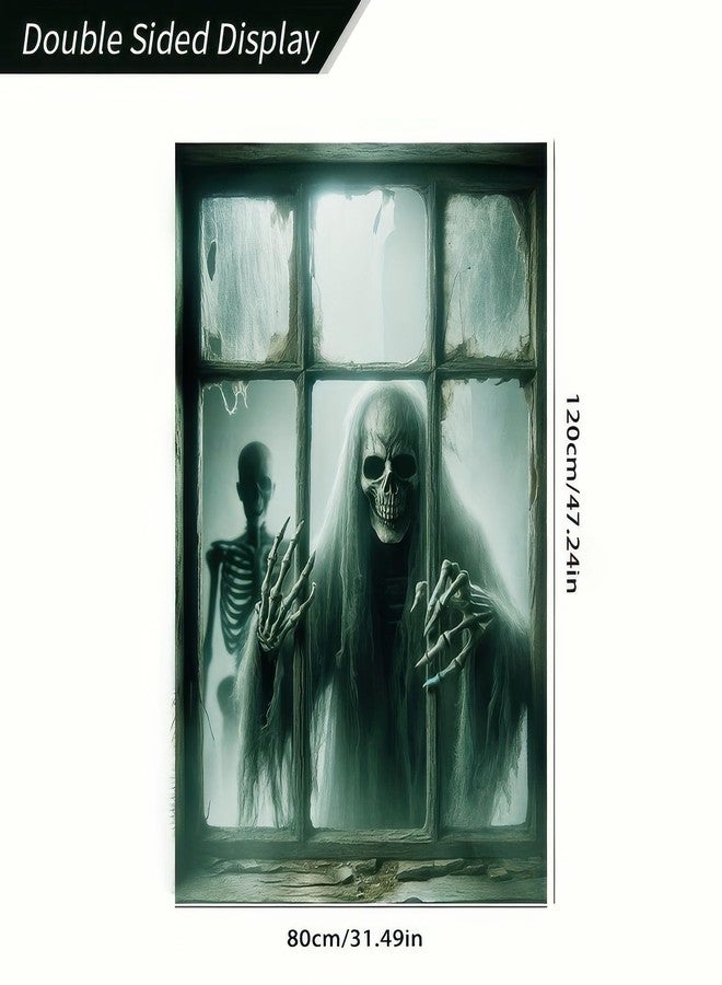 BlissYard Grim Reaper Halloween Window Cover, 31 x 47 Inch Horror Themed Curtain, Halloween Photo Backdrop Tapestry for Festival Home, Indoor/Outdoor Decor, Garden, and Party Supplies - Image 4