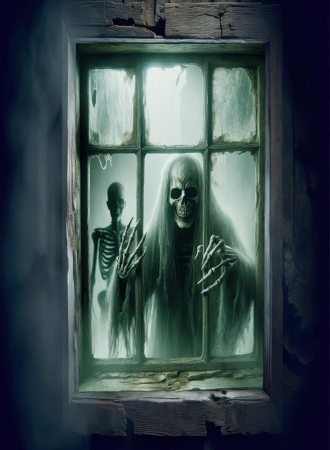 BlissYard Grim Reaper Halloween Window Cover, 31 x 47 Inch Horror Themed Curtain, Halloween Photo Backdrop Tapestry for Festival Home, Indoor/Outdoor Decor, Garden, and Party Supplies - Image 1