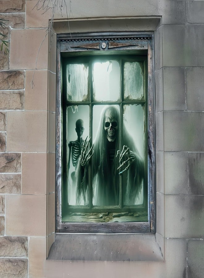 BlissYard Grim Reaper Halloween Window Cover, 31 x 47 Inch Horror Themed Curtain, Halloween Photo Backdrop Tapestry for Festival Home, Indoor/Outdoor Decor, Garden, and Party Supplies - Image 3