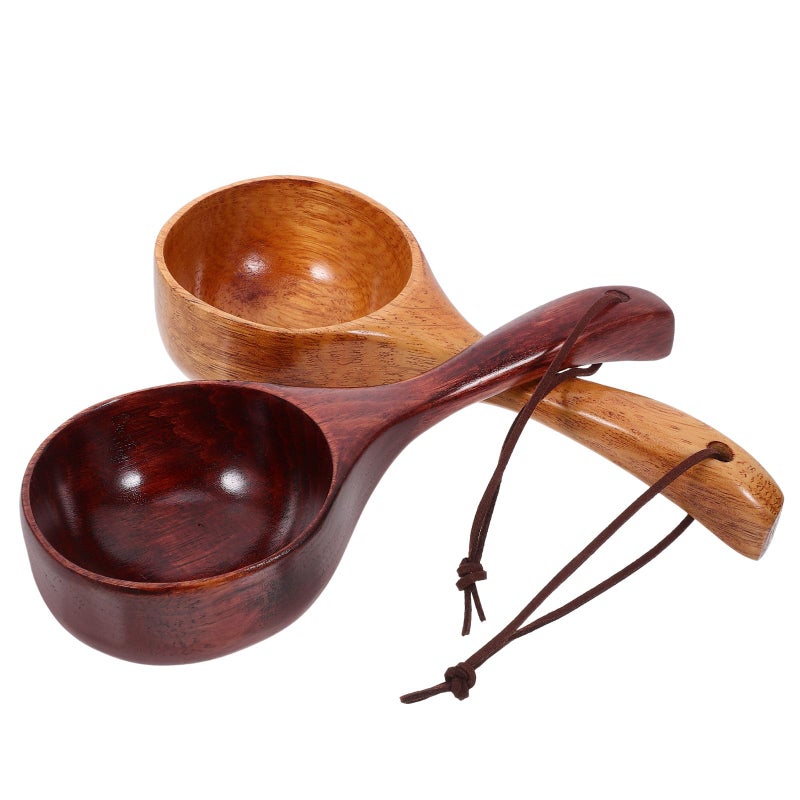 Natural Wood Soup Ladle And Rice Spoon Set With Long Handles Kitchen Cooking - Image 2