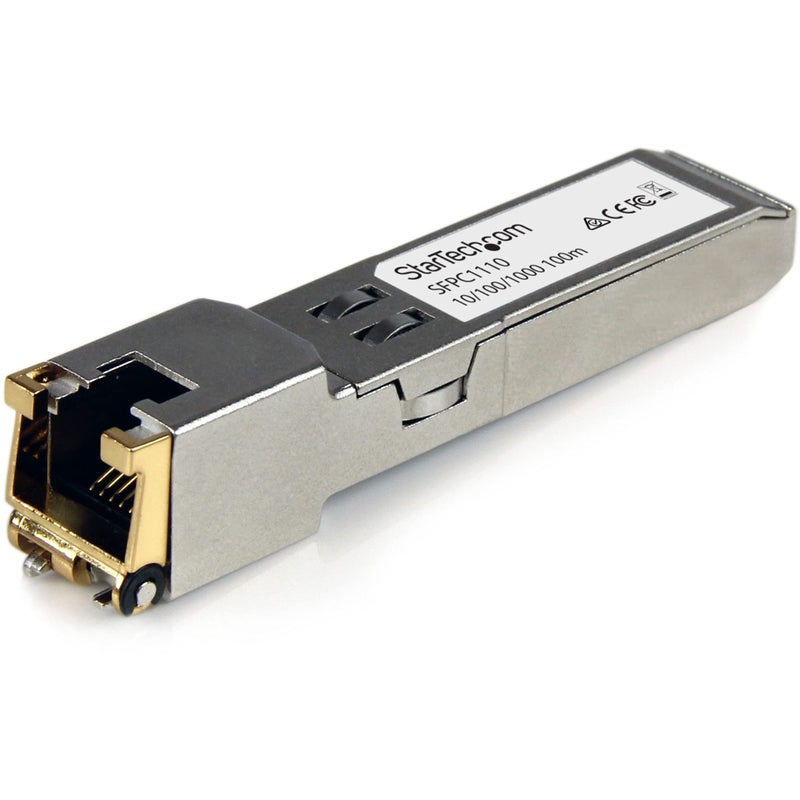 StarTech.com Cisco SFP-GE-T Compatible SFP Module - 1000BASE-T - SFP to RJ45 Cat6/Cat5e - 10/100/1000 Mbps - RJ-45 100m - Cisco IE3400, IE3300, IE3200 (SFPC1110) - Image 1